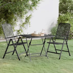 Set Da Pranzo Per Giardino 3pz Rete Metallica Espansa Antracite /
