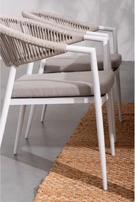 Sedia Da Esterno Impilabile Con Braccioli In Alluminio E Corda Millor Bianco JA61 Bizzotto