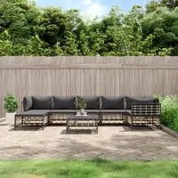 Set Divani da Giardino 8 pz con Cuscini Antracite in Polyrattan 3186777