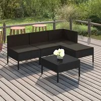 Set Divani da Giardino 5 pz con Cuscini in Polyrattan Nero 3094365