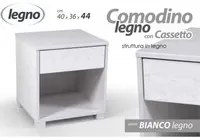 Comodino cameretta bianco cm 40 x 36 x 44 h con vano e cassetto