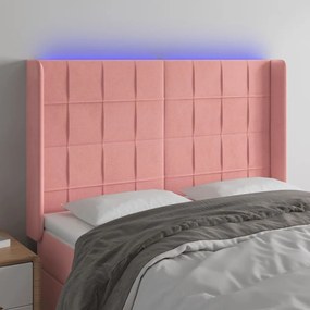 Testiera A Led Rosa 147x16x118/128 Cm İn Velluto /