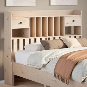 Testiera Con Ripiani 135 Cm İn Legno Massello Di Pino /
