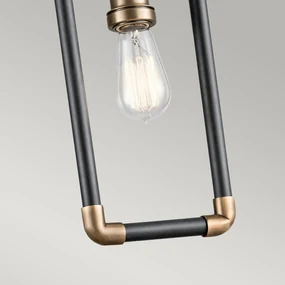 Sospensione Industrial Nordica Imahn Acciaio Nero Ottone 1 Luce E27