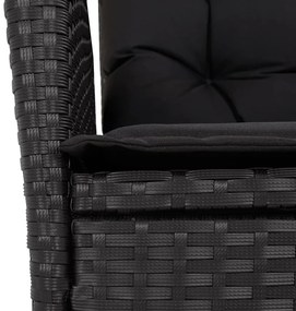 Set da pranzo da giardino 9 pz con cuscini nero in polyrattan