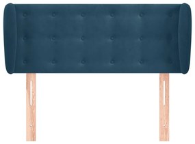 Testiera ad orecchio blu scuro 103x23x78/88 cm in velluto