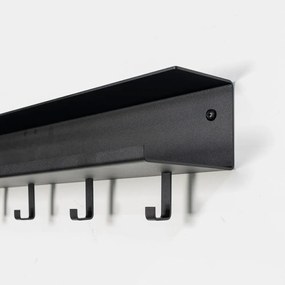 Appendiabiti da parete in metallo nero con ripiano Easy - Spinder Design