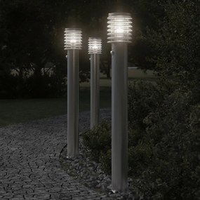 Lampada Da Terra Per Esterni Sensore Argento 110 Cm İn Acciaio /