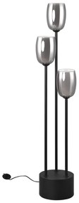 Lampada da terra con paralume in vetro nero e argento (altezza 140 cm) Barret - Trio Select