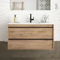 Mobile bagno sospeso Ador100 rovere ostippo con lavabo 2 cassetti 100x45x54h