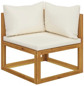 Set divani da giardino 4 pz con cuscini crema in legno acacia