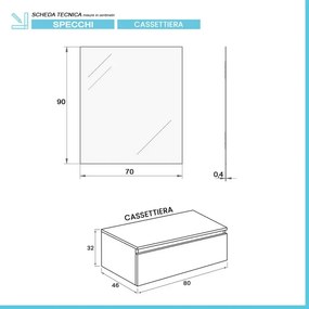 Mobile bagno 80 cm grigio perla lavabo sospeso 100 cm Lodi e specchio Iside