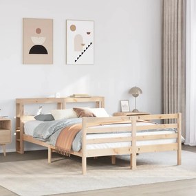 Giroletto Con Testiera 140x190 Cm İn Legno Massello Di Pino /
