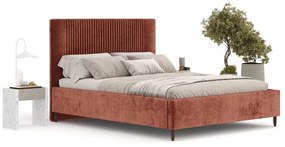 Letto matrimoniale imbottito color mattone con contenitore con rete inclusa 160x200 cm Etero – Maison de Rêve
