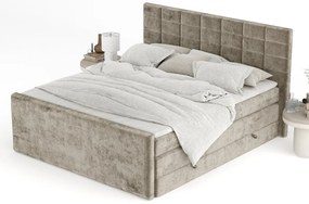 Letto boxspring marrone chiaro con contenitore 200x200 cm Ava – Maison de Rêve