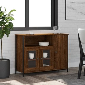 Credenza Rovere Marrone 100x35x75 Cm İn Legno Multistrato /