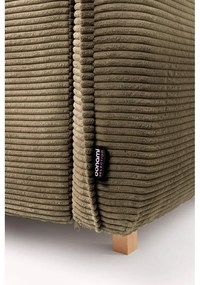 Divano angolare verde allungabile (con penisola a sinistra/a forma di "U") con rivestimento in velluto a coste Tori – Bonami Selection