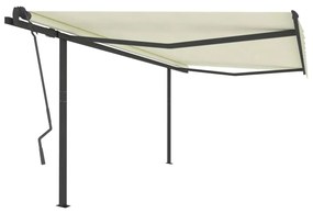 Tenda da Sole Retrattile Manuale con Pali 4x3,5 m Crema