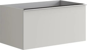 Mobile da bagno sospeso sotto lavabo Pixel plain 2 cassetti L 80 x H 40 x P 45.5 cm grigio pastello laccato opaco, con maniglia alluminio brillante