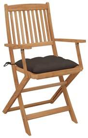 Sedie da giardino pieghevoli 4 pz con cuscini massello acacia