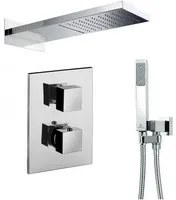 Set doccia Ares con soffione con cascata 2 getti, miscelatore termostatico e set duplex