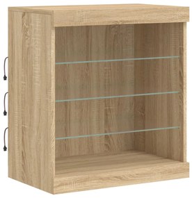 Credenza con luci led rovere sonoma 60,5x37x67 cm