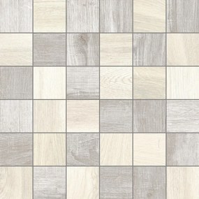 Mosaico in ceramica North Wind grigio e avorio opaco L 30 x L 30cm x Sp. 9 mm, 7 pezzi