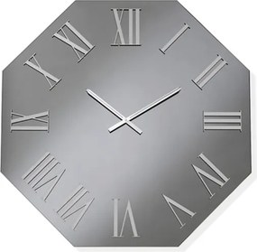 Orologio ottagonale 60x60 cm in cristallo Fumč e numeri Argento - DYLAN