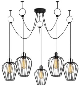 Lampadario a sospensione con filo TEL 5xE27/40W/230V ragno
