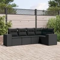 Set Divani da Giardino 5 pz con Cuscini in Polyrattan Nero 3254862