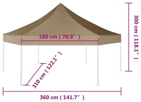 Tendone Esagonale Pieghevole Pop-Up 3,6x3,1 m Tortora 220 g/m²