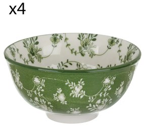 Set 4 coppette fiori verde porcellana Hanami