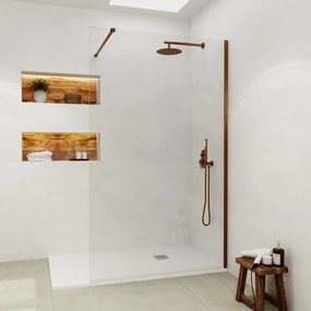 Box doccia walk-in Single, vetro 8 mm, H 200 cm, profilo dorato