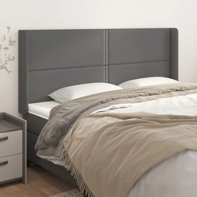 Testiera Ad Orecchio Grigio 183x16x118/128 Cm İn Similpelle /