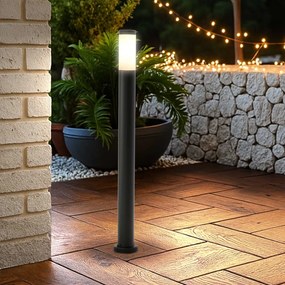 Paletto da Giardino 100cm, acciaio inox NERO, IK06, IP54, base E27 Base E27