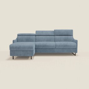 Loto Divano Letto Angolare con Penisola contenitore, Poggiatesta, Materasso Alto H18 in morbido tessuto impermeabile T14