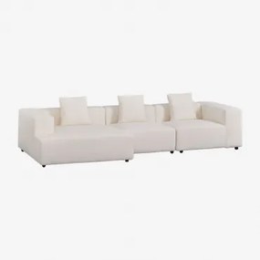 Sofà Modulare Con Chaise Longue Sinistra A 3 Pezzi (↔︎335 Cm) Con Bracciolo Alto Bruna Bouclé Blanco - Sklum