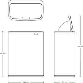 Bidone in acciaio nero opaco touch 60 l Bo Touch Bin - Brabantia