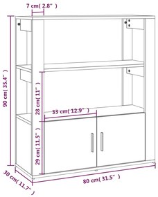 Credenza Rovere Sonoma 80x30x90 cm in Legno Multistrato