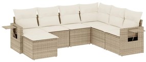 Set Divani da Giardino 7 pz con Cuscini Beige in Polyrattan