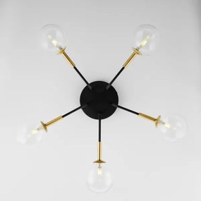 Jupiter 2040 - Lampadario a sospensione con supporto rigido BURANO 5xG9/10W/230V nero/oro/limpido