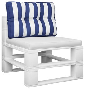 Cuscino per Pallet Strisce Bianche e Blu 60x40x12 cm in Tessuto