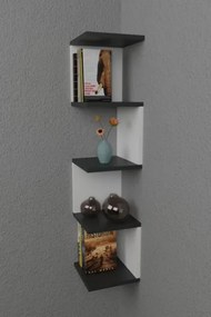 Mensola Ad Angolo Zig-Zag 5 Ripiani 25x25x109 Musa Bianco E Antracite