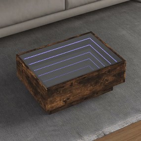 Tavolino Salotto Con Led Rovere Fumo 70x50x30 Cm Multistrato /