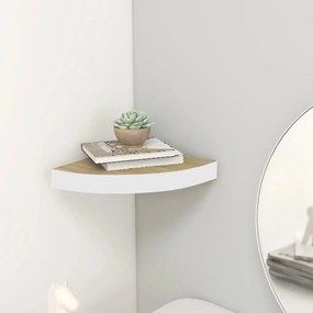 Mensola Angolare Rovere E Bianco 25x25x3,8 Cm İn Mdf /