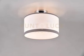 Davos plafoniera metallo cromato paralume bianco e grigio d. 30cm 2...