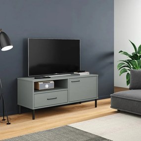 Mobile tv con gambe metallo grigio legno massello di pino oslo