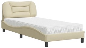 Letto con materasso crema 90x200 cm in tessuto