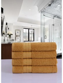 Asciugamani in cotone color senape in set da 4 50x100 cm - Good Morning