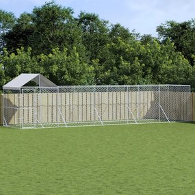 Cuccia Cani Da Esterno Tetto Argento 10x2x2,5 M Acciaio Zincato /